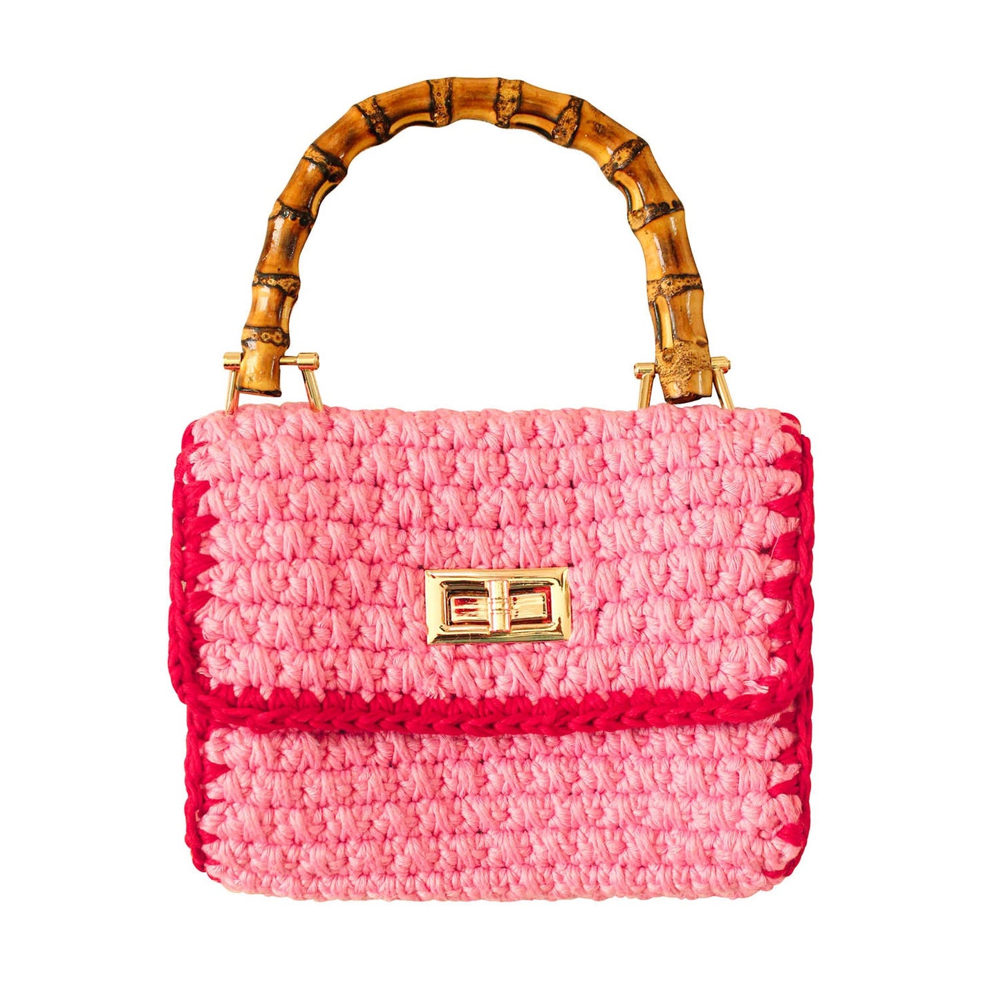 AIRMAIL Petite Crochet Handbag In Pink & Red