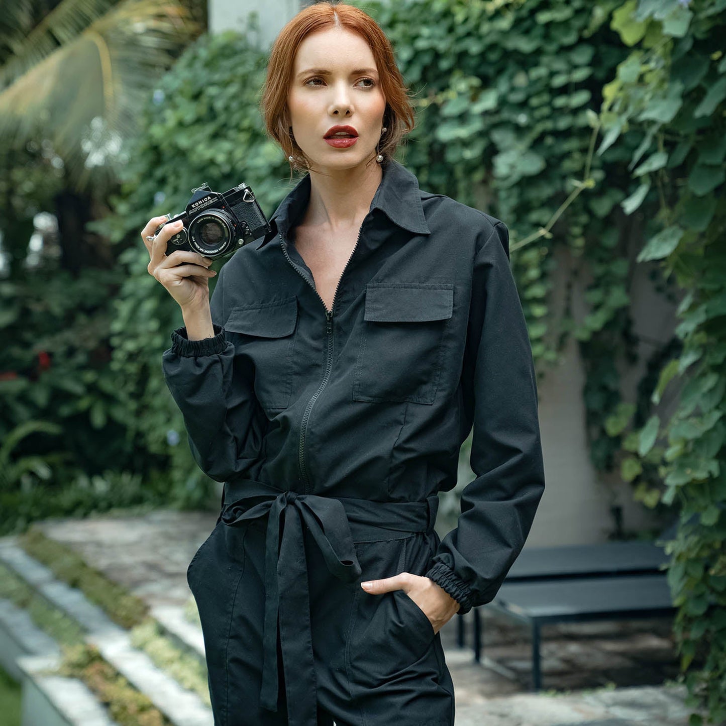 AMELIA Recycled Travel Jumpsuit in Black