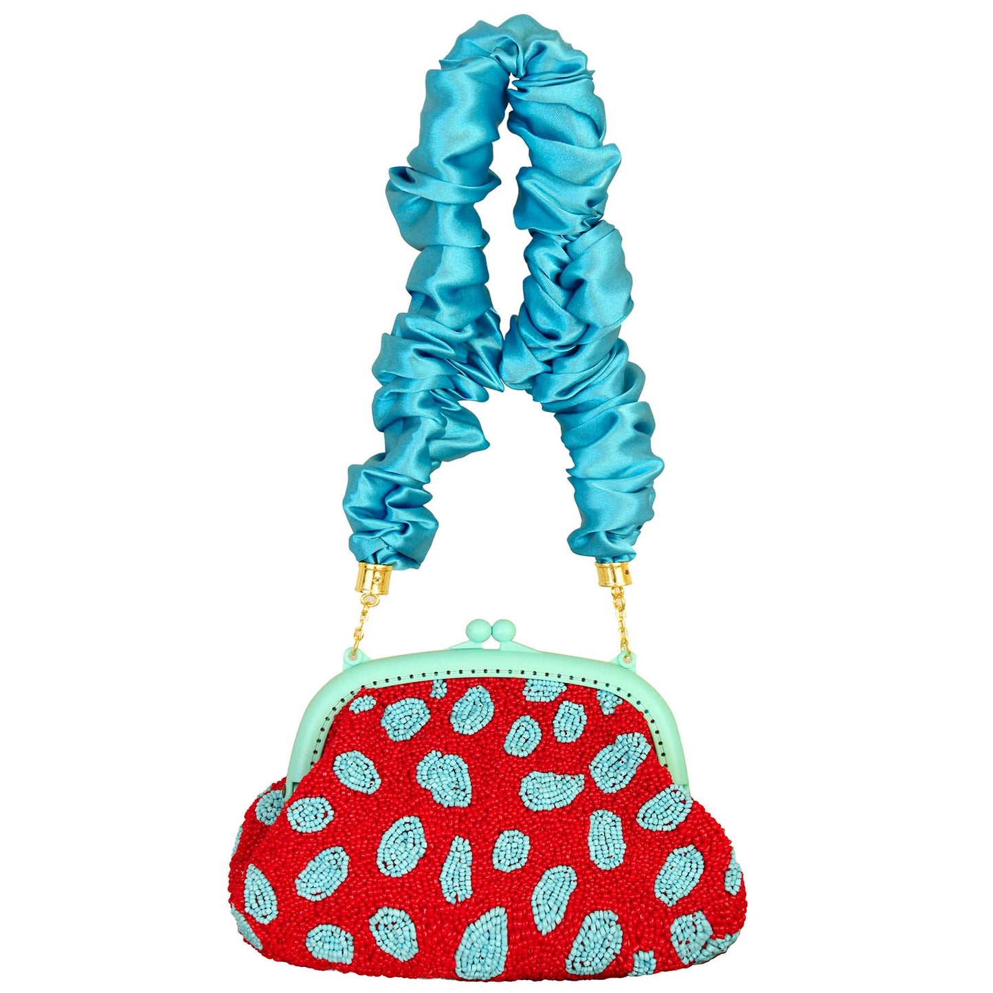 ARNOLDI ARIELA Hand-beaded Clutch Bag In Red & Turquoise