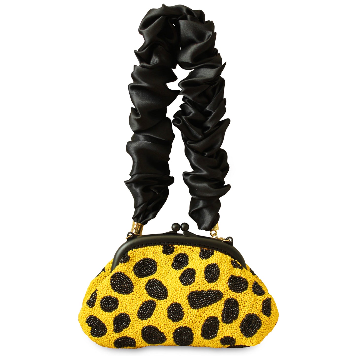 ARNOLDI VENOM Hand-beaded Clutch Bag In Black & Yellow