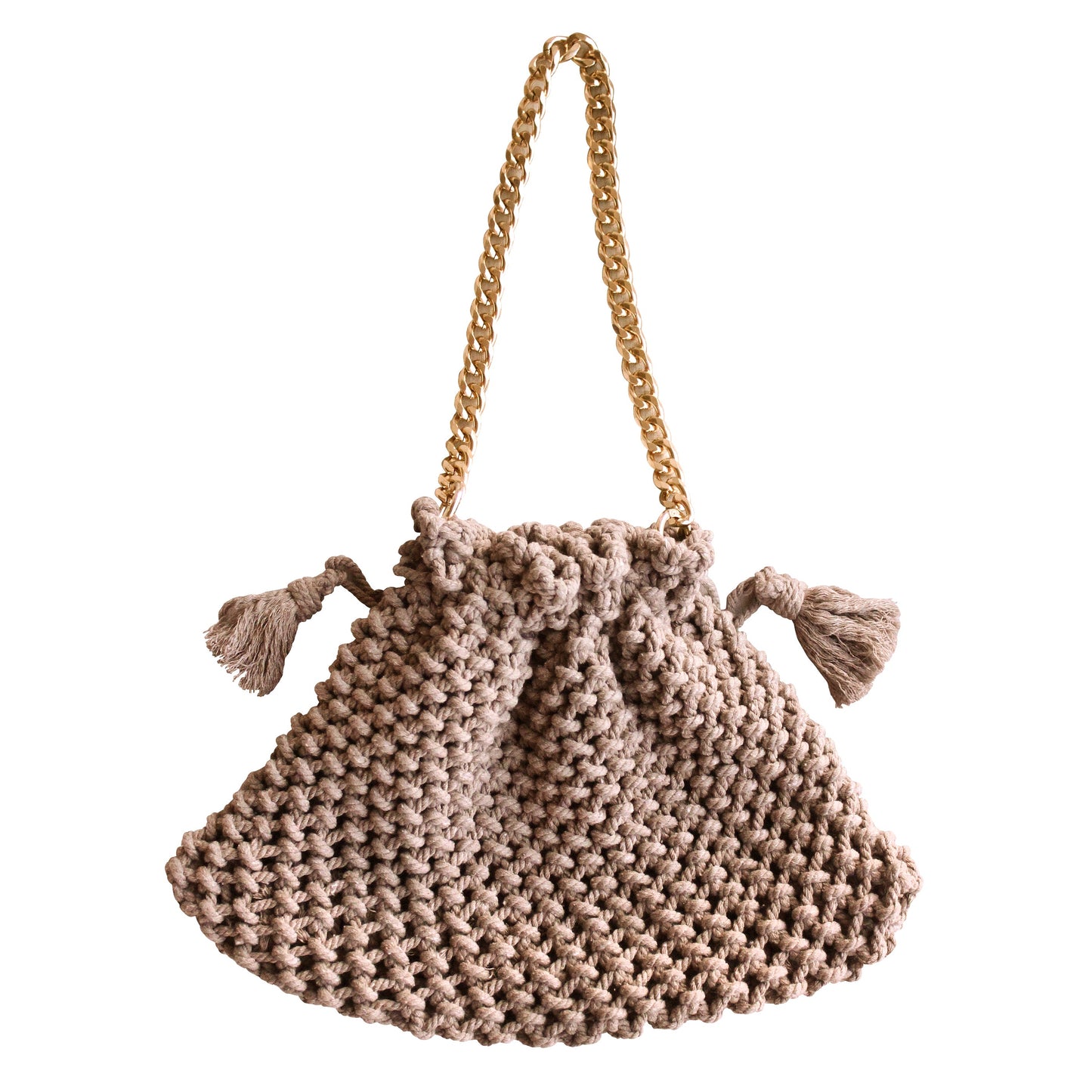 LYON Macrame Tote Bag, in Toasted Beige