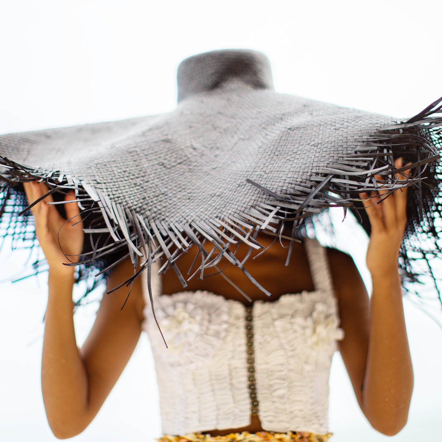 MARIGOLD Hand-embroidered Ribbon Bustier Top In White