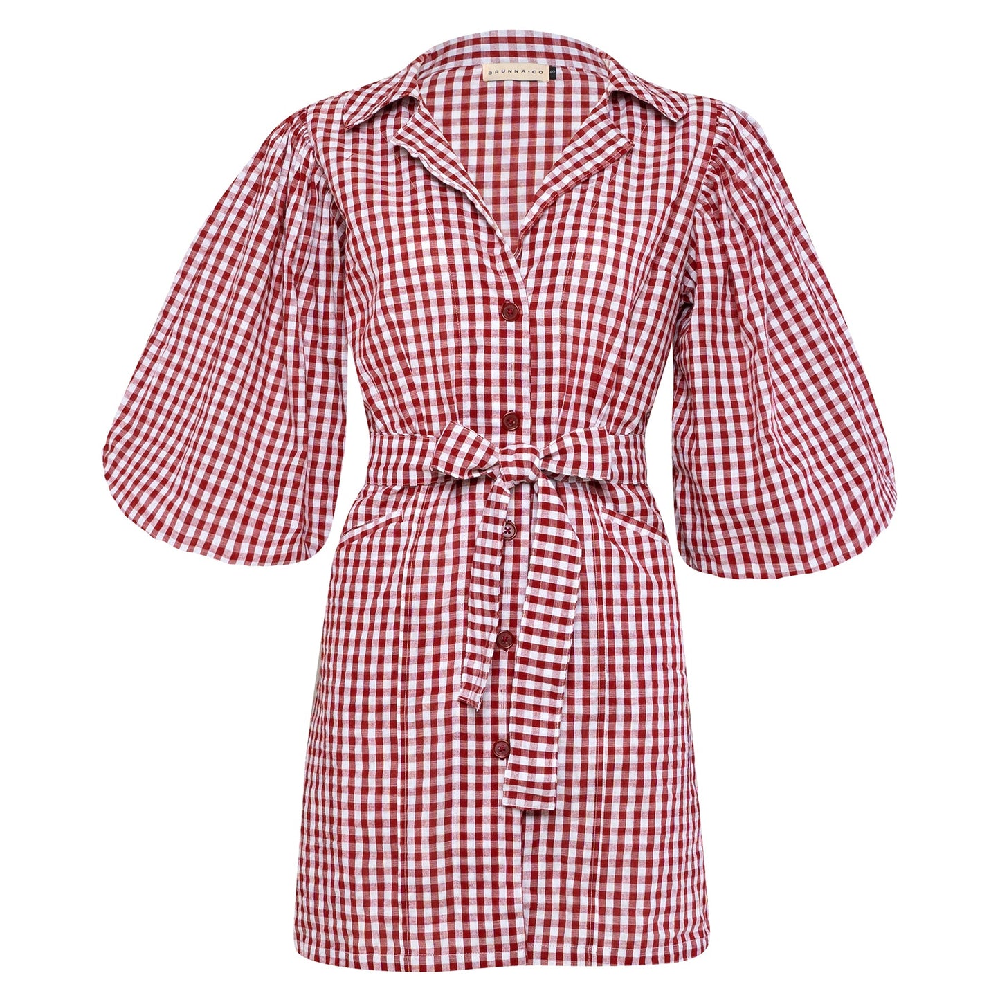 MEGHAN Mini Gingham Dress, in Red