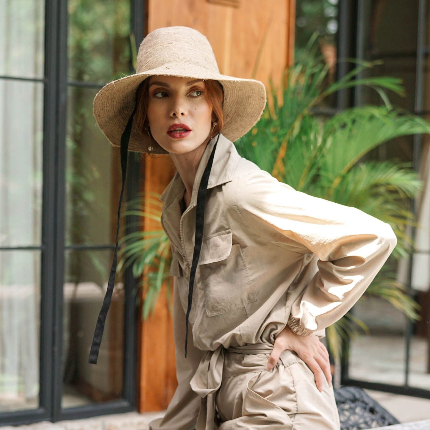 MEG Jute Straw Hat In Nude Beige