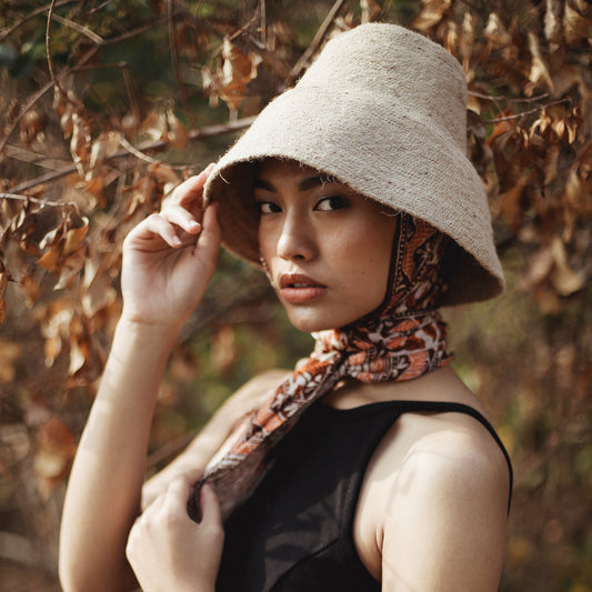 NAOMI Jute Clochet Straw Hat in Nude Beige