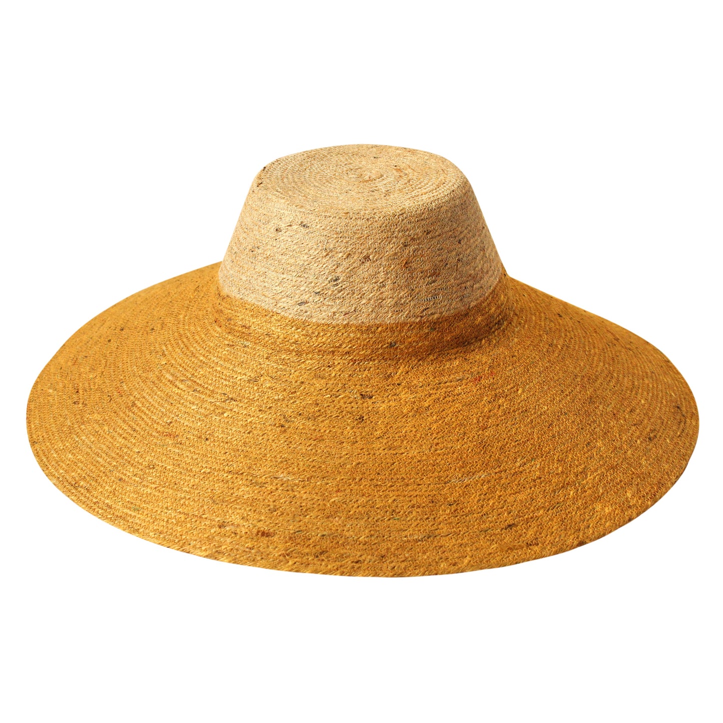 RIRI DUO Jute Handwoven Straw Hat In Nude & Golden Yellow