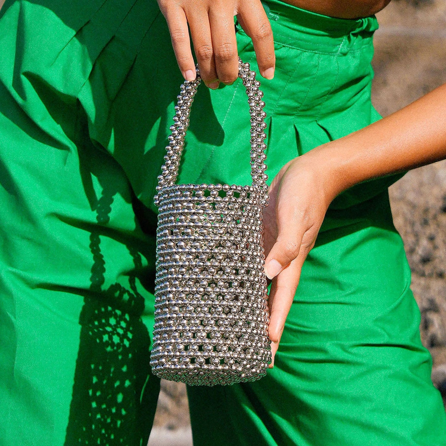 SILVA Metallic Beads Bucket Bag